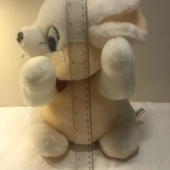 Cute White And Peach Plush Mouse With Scarf 12” Whimsy - Picture 3 of 10